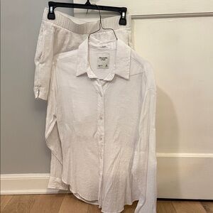Abercrombie White Button-Up Shirt and shorts Set